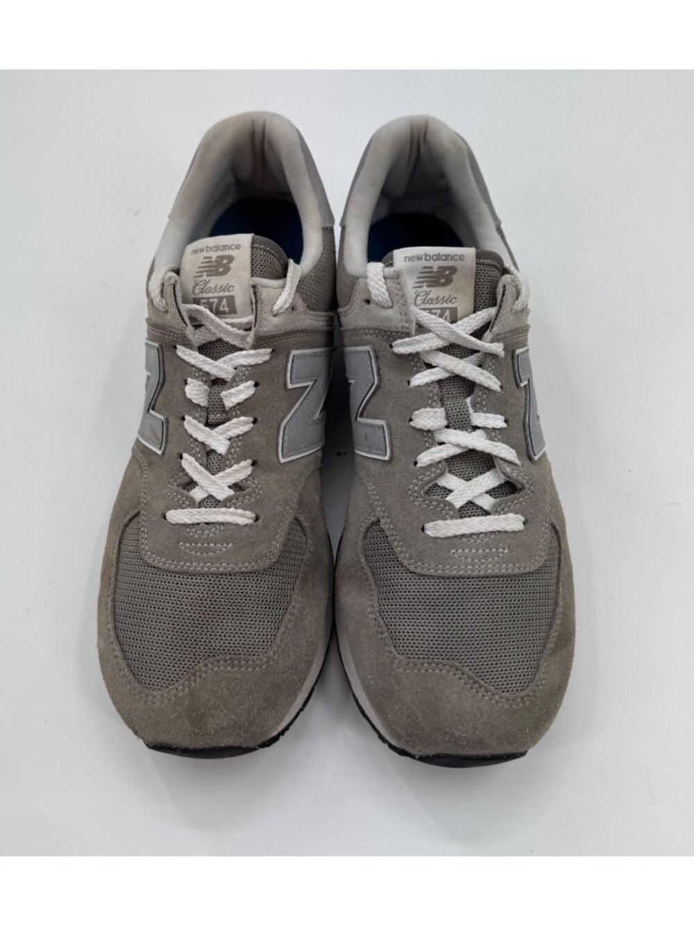 New Balance 574 Mens Running Shoes Size 12 Gray Suede & Mesh Lace-Up Sneakers - Picture 2 of 11